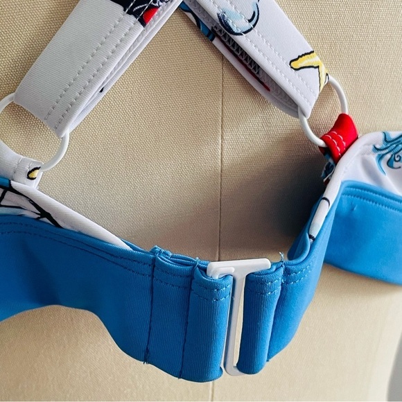 Unique Vintage White & Blue Nautical Print Ruffle Swim Top- Size 2X (18)- NWT - Picture 7 of 10